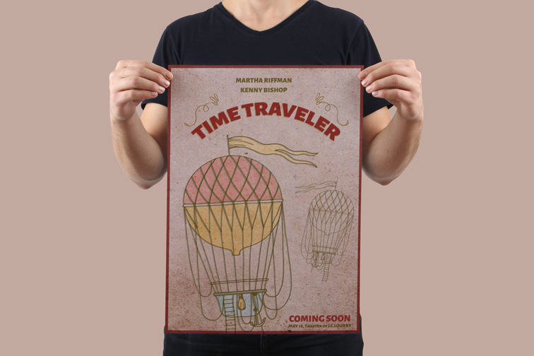 Homme tenant une affiche