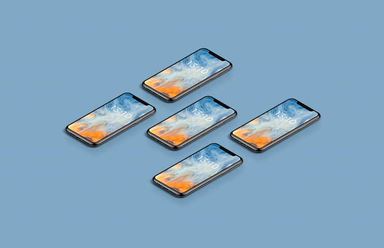 斜めに置いたiPhoneの左側面図