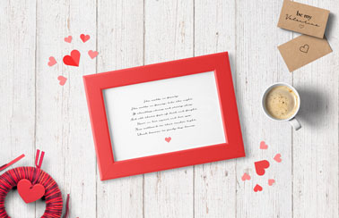 Valentine's Photo Frame on a White Background