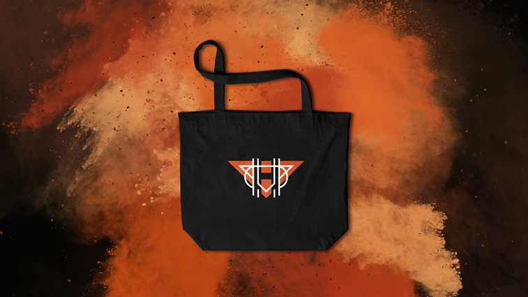 Tote Bag on an Orange Smoky Background