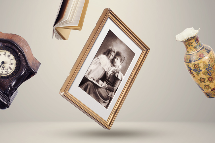 Cadre rétro avec objets anciens