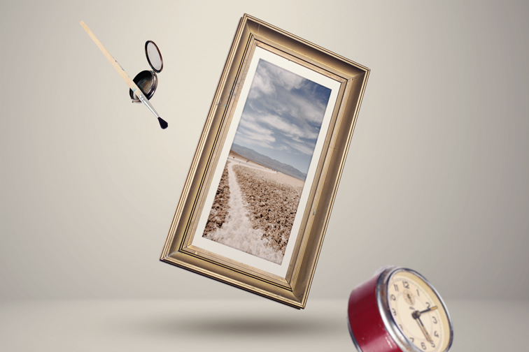 Cadre rétro vertical dans l'air