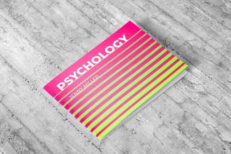 Horizontal Booklet on a Grey Wooden Background