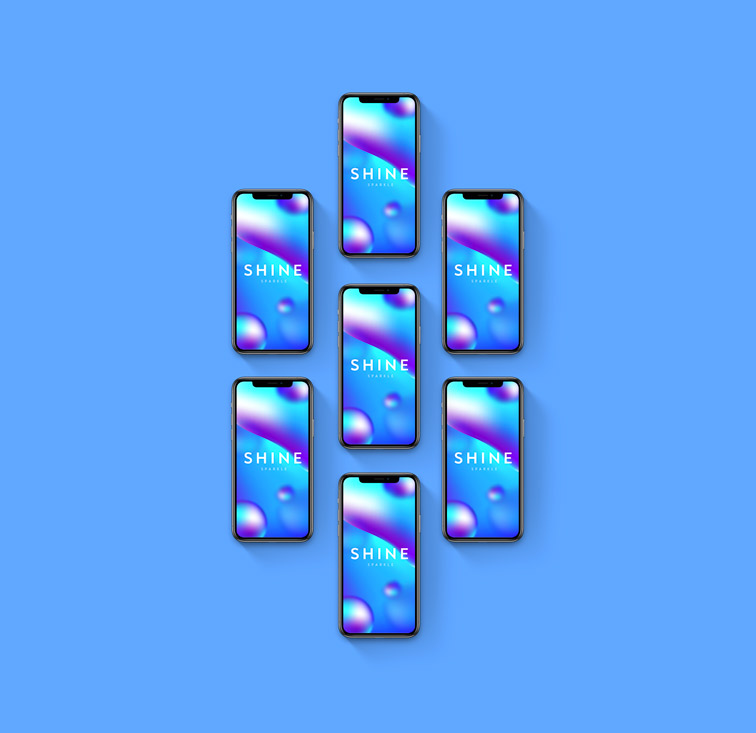 ダイヤ形になっているiPhoneモックアップ