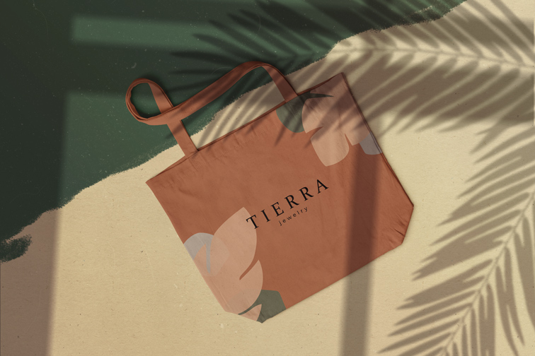 Bolsa con asas sobre un fondo retro