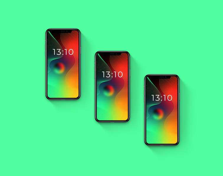 三台のiPhoneのモックアップ