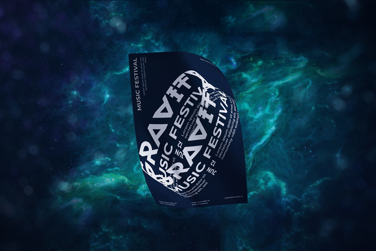 Volante sobre un fondo espacial profundo