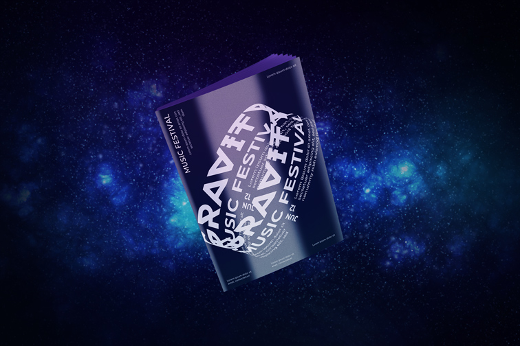 Folleto sobre un fondo de polvo de estrellas