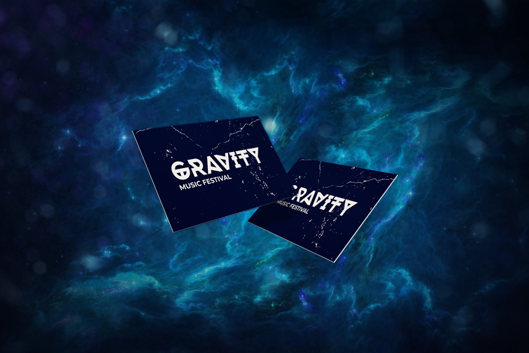 Tarjetas de visita sobre un fondo cósmico