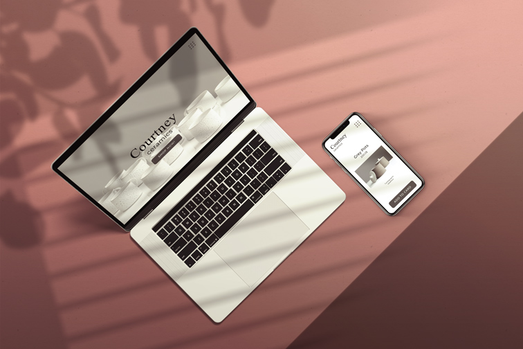 Laptop and iPhone on a Shady Background