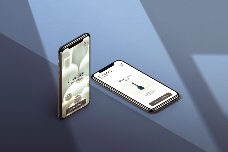 Modern iPhones on a Blue Shaded Background