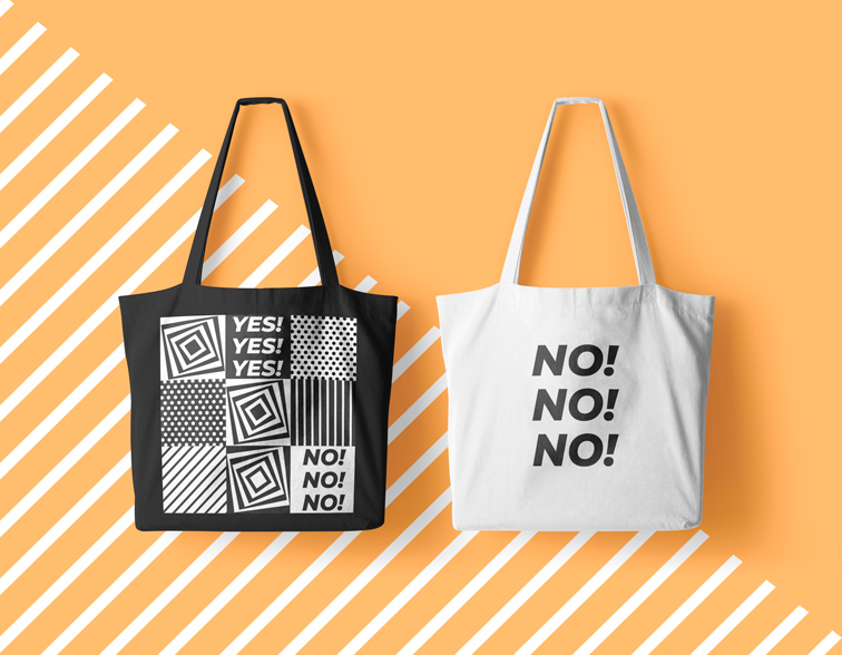 Tragetaschen auf gelbem Hintergrund