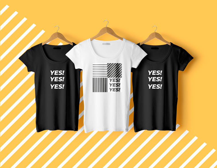 Drei hängende legere T-Shirts