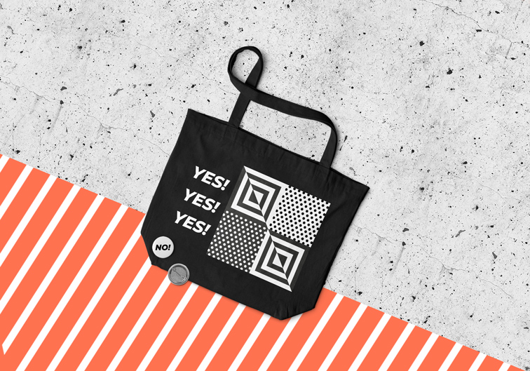 Tragetasche auf Betonhintergrund