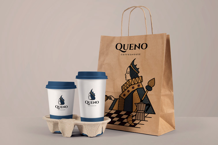 Paper Bag with Two Paper Coffee Cups