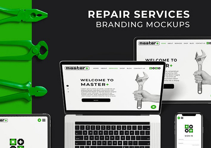 Repair Services Branding Mockups
