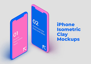 iPhone Isometric Clay Mockups