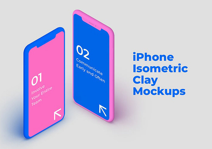 iPhone Isometric Clay Mockups