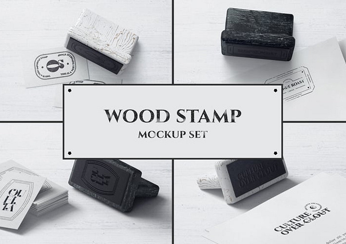 Wooden Stamp Mockup Set