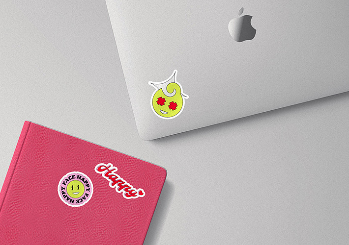 Die Cut Sticker Mockups