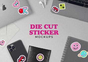 Die Cut Sticker Mockups