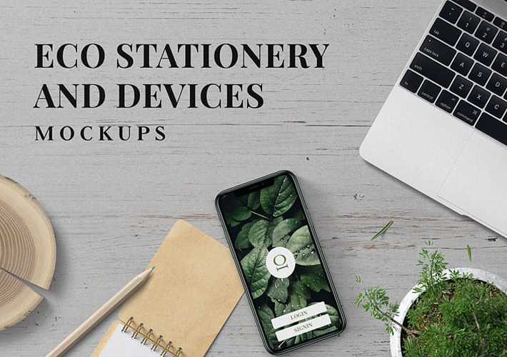 Eco Stationery and Devices Mockups