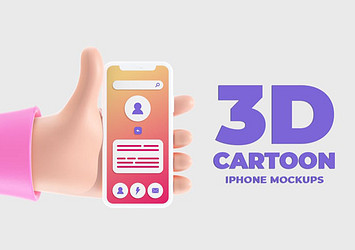 3D Cartoon iPhone Mockups