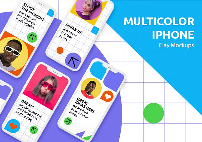 Multicolor iPhone Clay Mockups