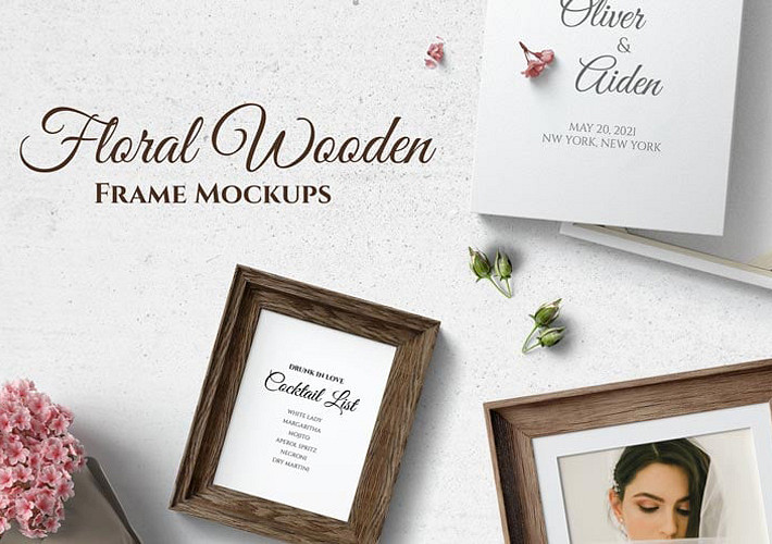 Floral Wooden Frame Mockups