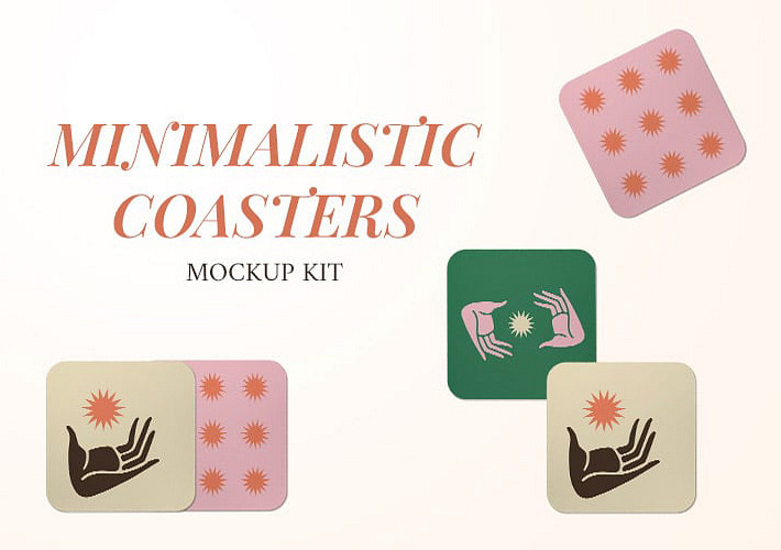 Minimalistic Coasters Mockup Kit