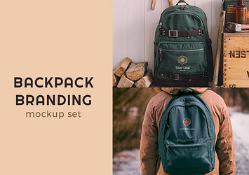 Backpack Branding Logo Mockup Set