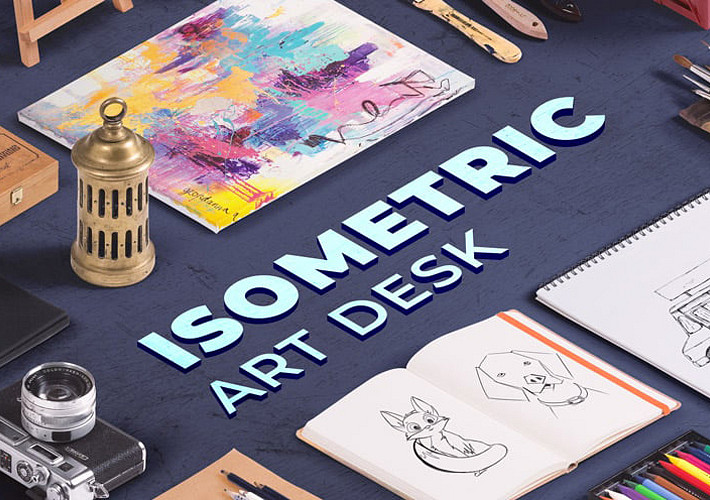 Isometric Art Desk Design Pack