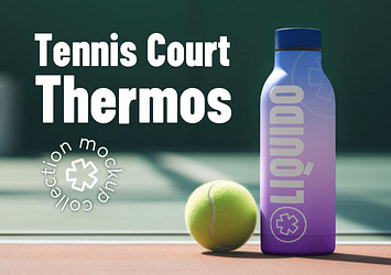Tennis Court Thermos Mockup Collection
