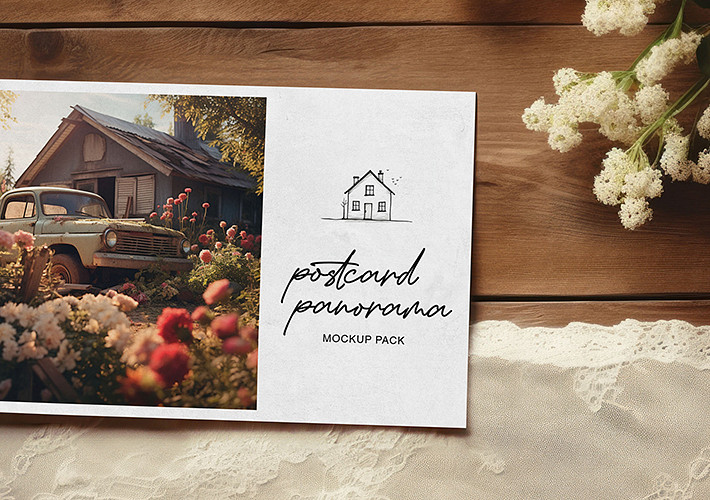 Postcard Panorama Mockup Pack