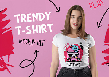 Trendy T-Shirt Mockup Kit 