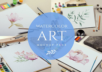 Watercolor Art Mockup Pack