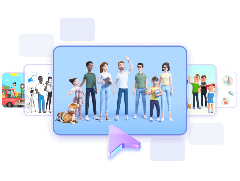 Library of animation scenes and templates