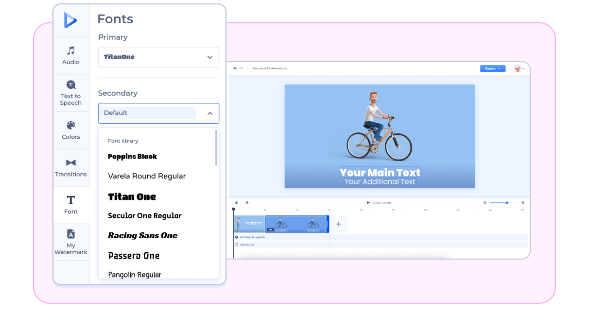 Customization options for video animation