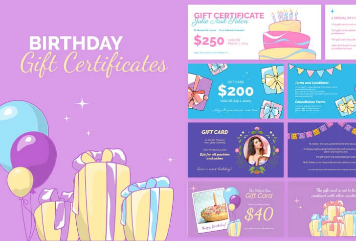 Birthday Gift Certificate Templates