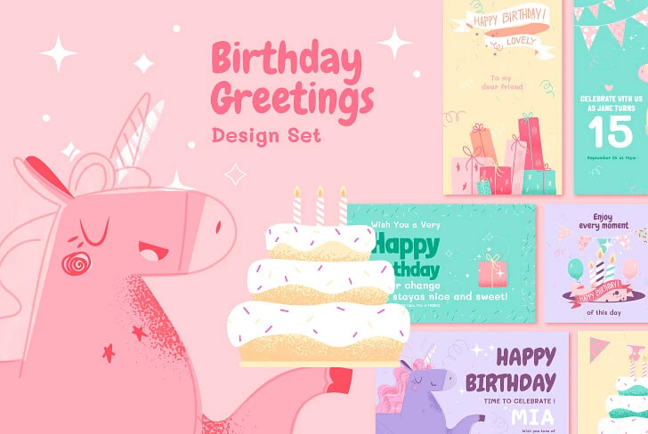 Birthday Greetings Design Set