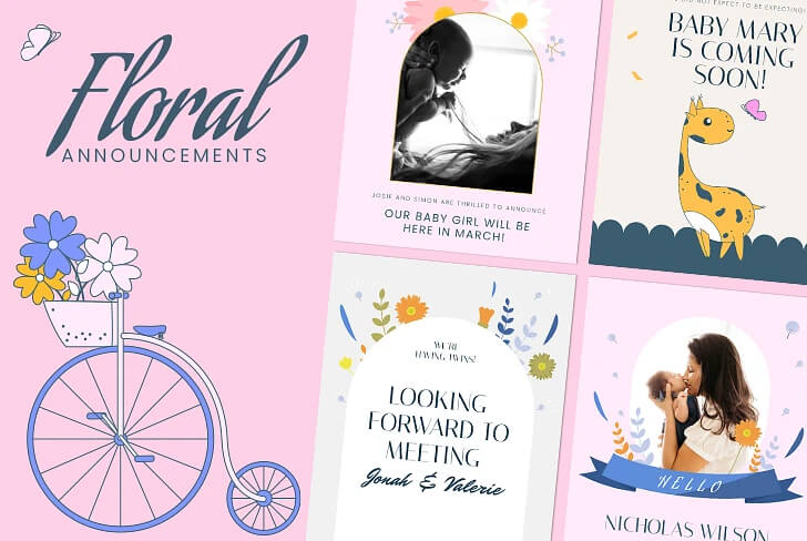Floral Announcement Templates