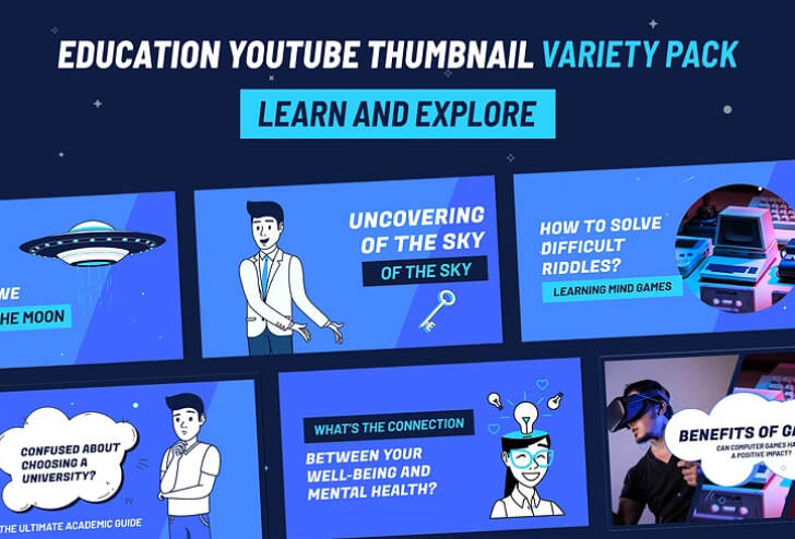 Education YouTube Thumbnail Variety Pack