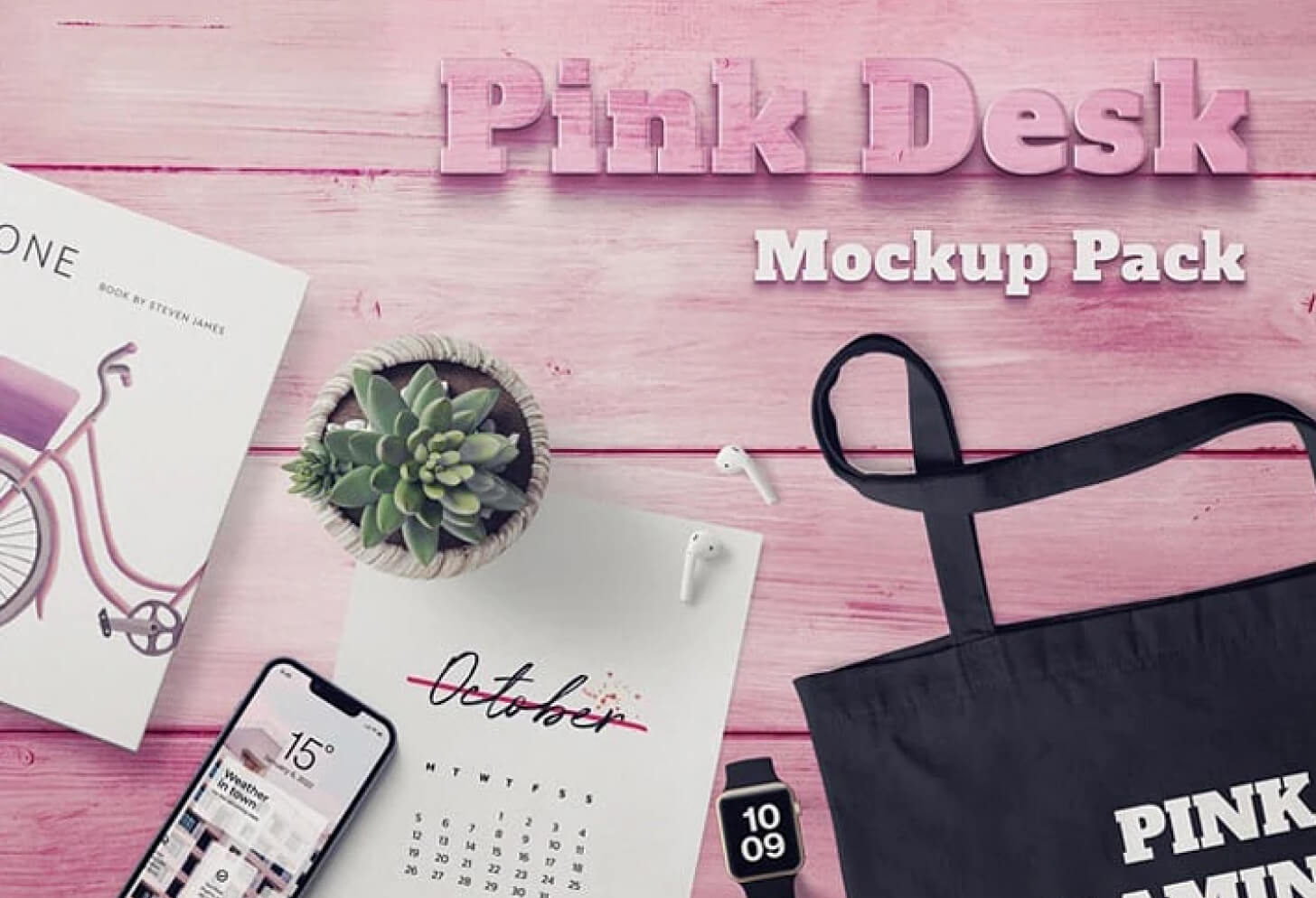 Pink Desk Mockup Pack - thumbnail image